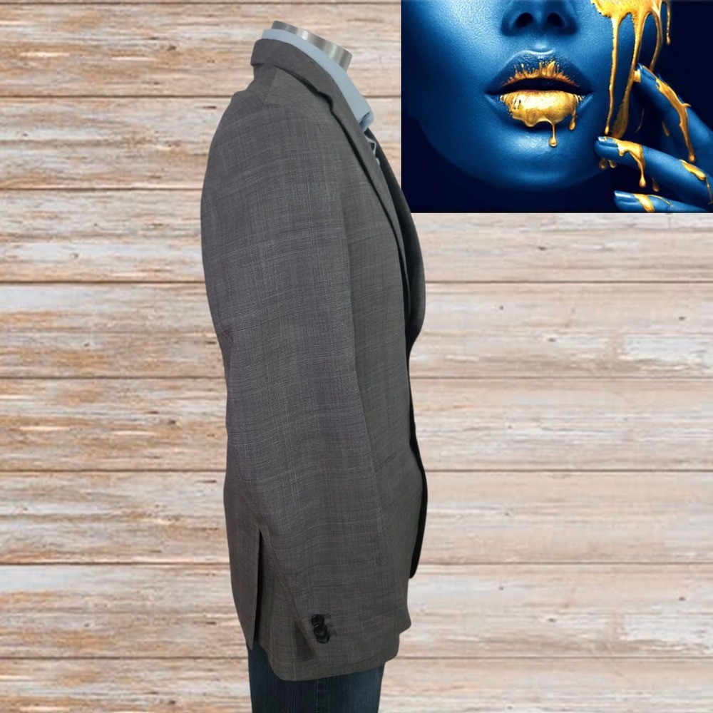 Banana Republic Solid Gray Checkered Pattern Spor… - image 3